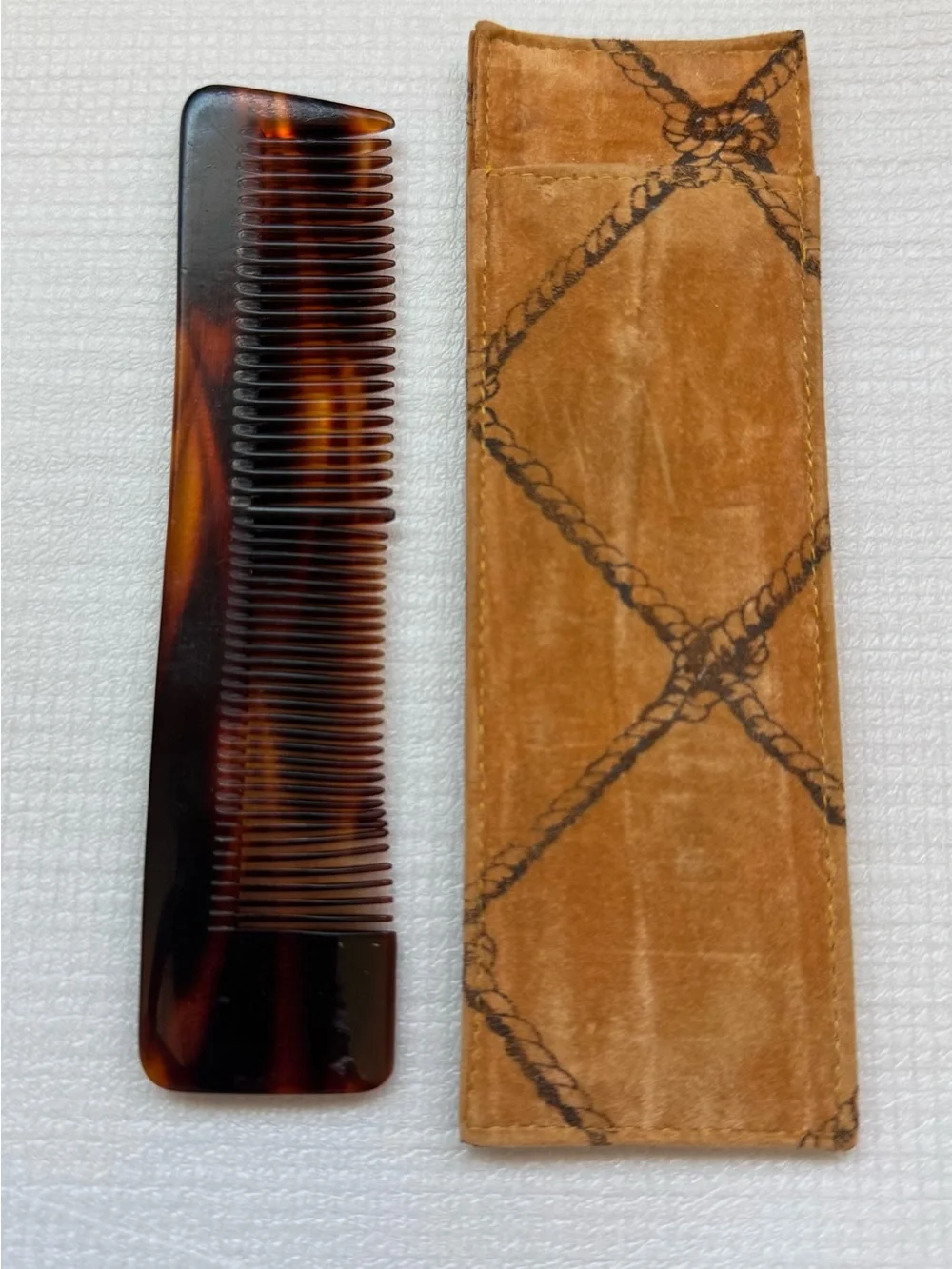 Vintage Alexandre De Paris Tortoiseshell Pattern Comb With Suede Case